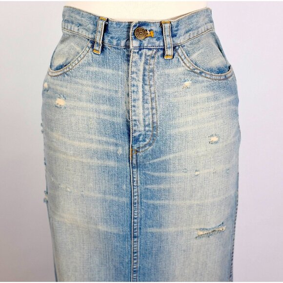 Ralph Lauren Collection long denim skirt sz 4 maxi train Spring 2003 - Picture 9 of 12